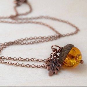 Copper & Amber Acorn Necklace